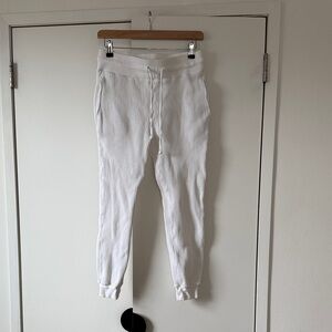 The Range White Ribbed Knit Joggers – Drawstring Lounge Pants